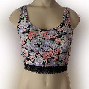 Floral Bra / Crop Top with Lace Size Small
